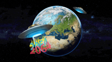 Картинка: инопланетяне празднуют новый год и календарь на 2064 год